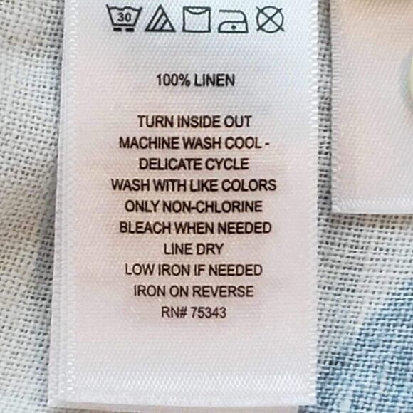 Cynthia Rowley Tunic Shirt Popover Womens 1X XL White Linen Button LS Tropical - Picture 7 of 8